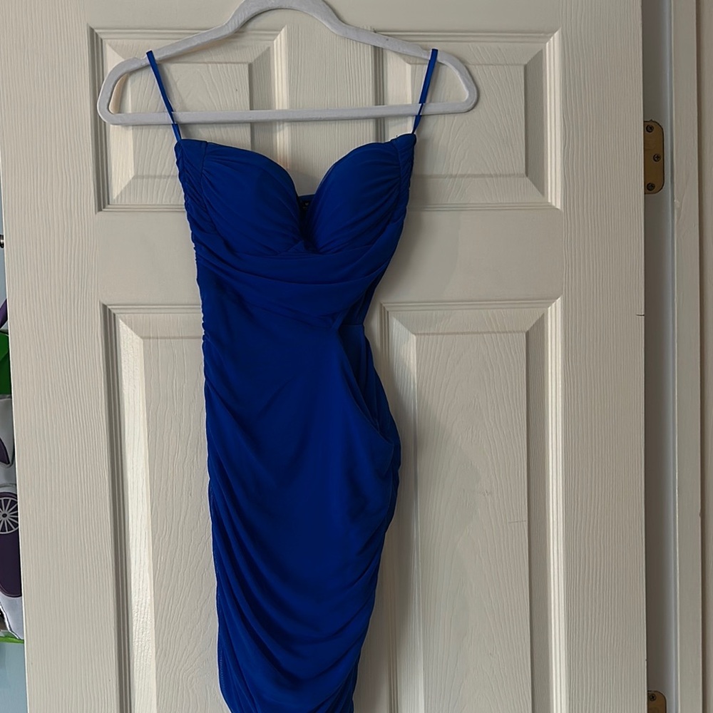 WINDSOR ROYAL BLUE STRAPLESS FORMAL MINI DRESS